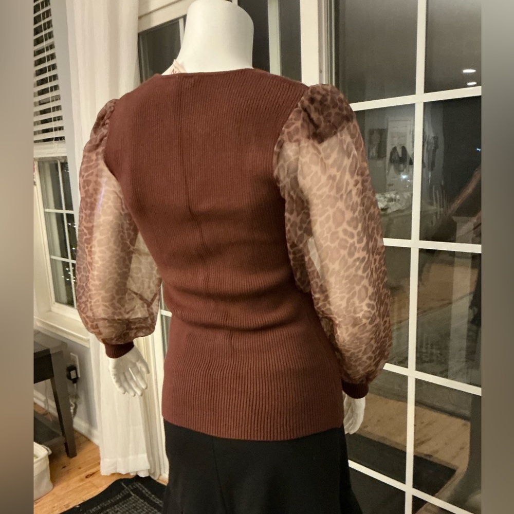 Anthropologie Dolan Russet Feminine Sweetheart Neckline Fitted Sweater XXSmall - Picture 7 of 9